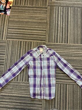 Roper Purple and Teal Plaid Western Button-Up Shirt